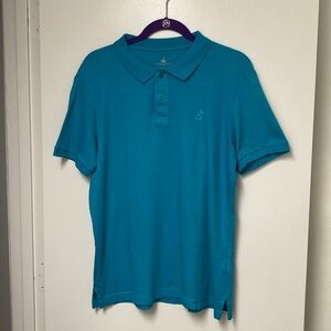 Disney Men’s Medium Turquoise Button Collar Polo with Mickey Mouse Embroidery